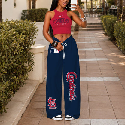 [FLASH SALE] NEW CUSTOMIZED MLB24 SLC ST. LOUIS CARDINALS WOMEN'S CROP TOP & LONGPANTS SET