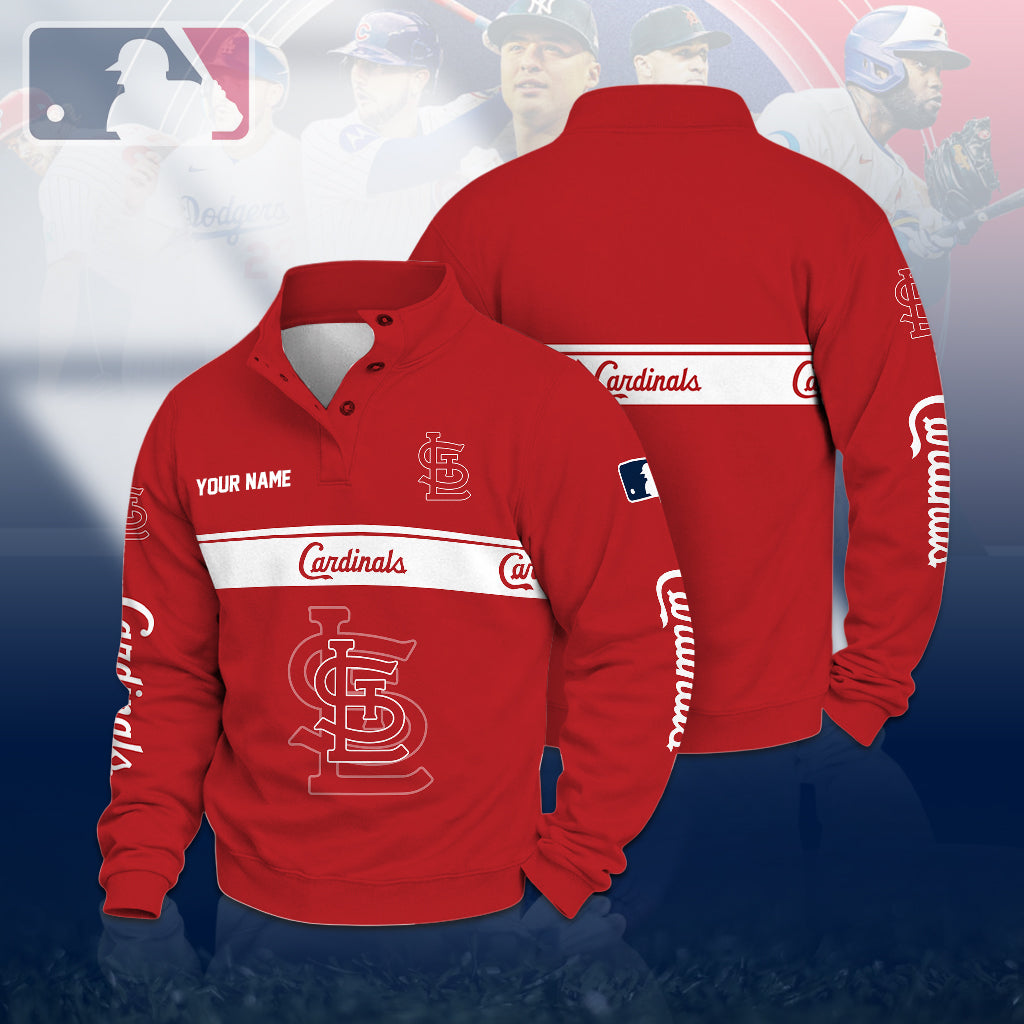 [FLASH SALE] NEW CUSTOMIZED MLB24 SLC ST. LOUIS CARDINALS QUARTER-BUTTON SWEATSHIRT