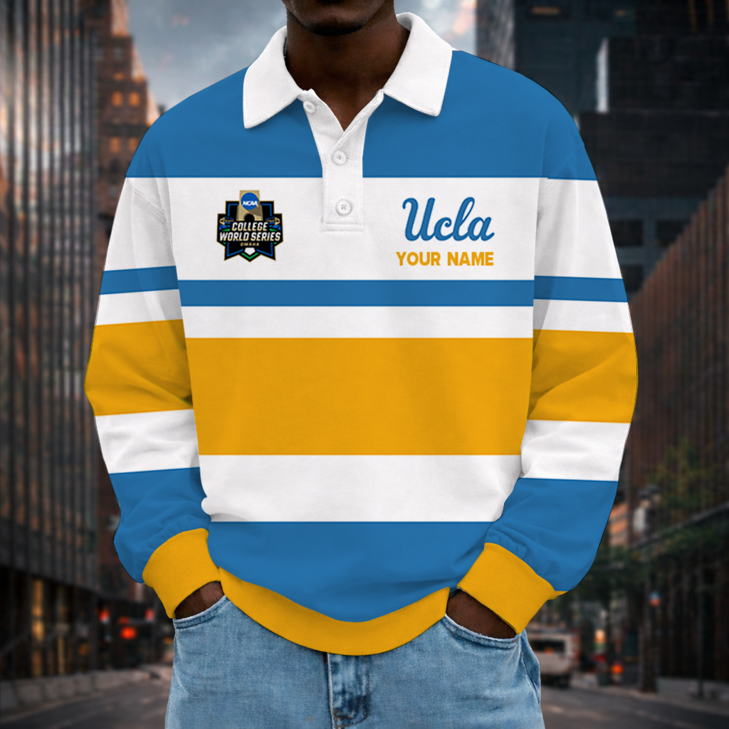 [FLASH SALE] NEW CUSTOMIZED NCAA CWS24 UCB UCLA BRUINS UNISEX LONG SLEEVE POLO