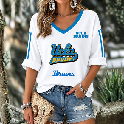 [FAN FAVORITE] NEW CUSTOMIZED NCAA CWS24 UCB UCLA BRUINS WOMEN'S V-NECK LONG SLEEVE SHIRT