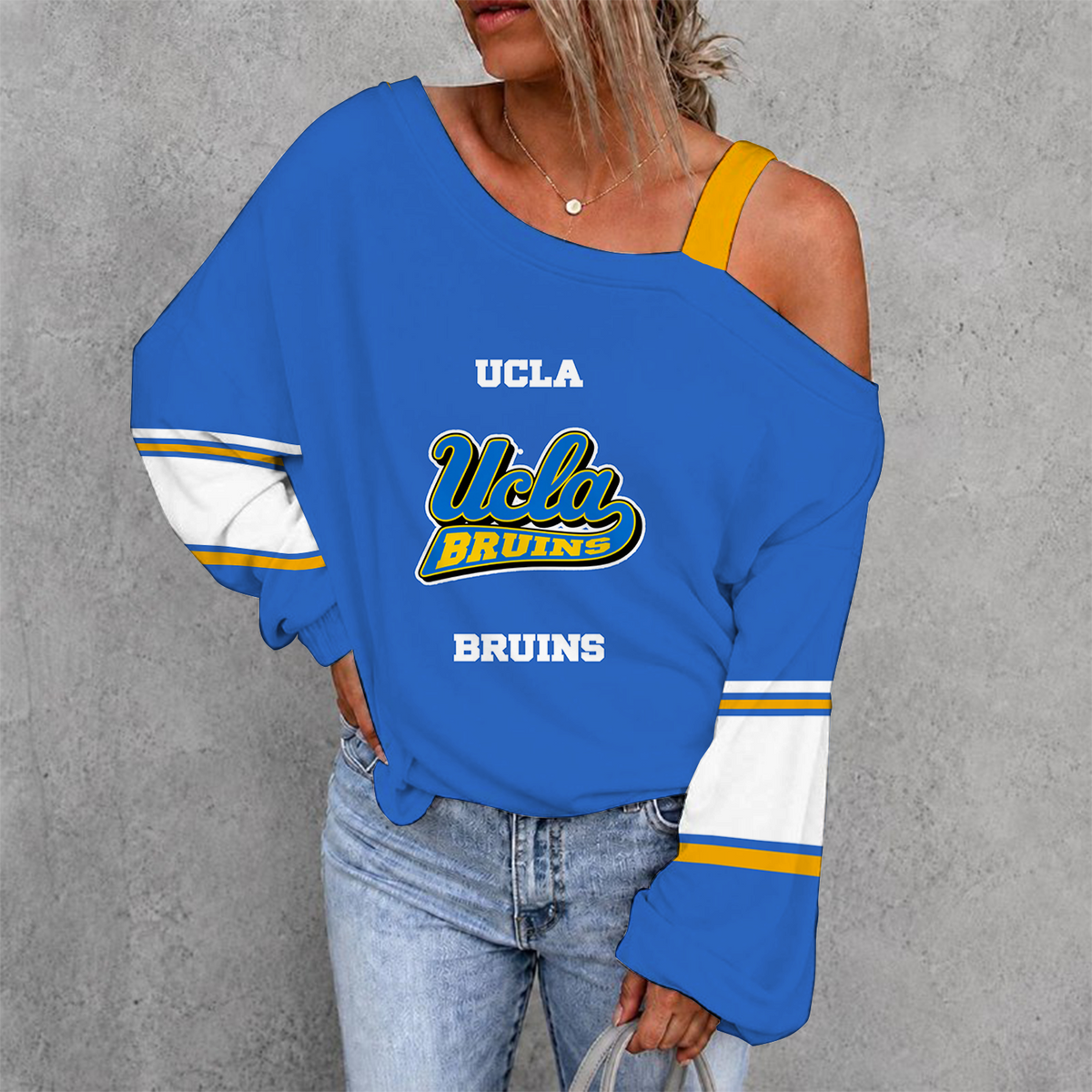 [FAN FAVORITE] NEW CUSTOMIZED NCAA CWS24 UCB UCLA BRUINS WOMEN'S OFF-SHOULDER LONG SLEEVE SHIRT