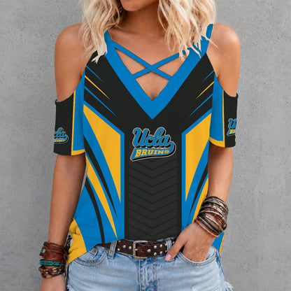[FAN FAVORITE] NEW CUSTOMIZED NCAA CWS24 UCB UCLA BRUINS CRISS CROSS V-NECK TOP