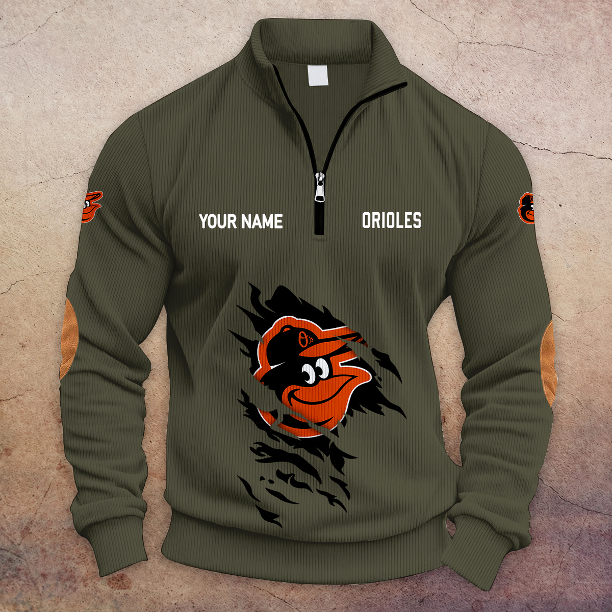 [FLASH SALE] NEW CUSTOMIZED MLB25 BOS BALTIMORE ORIOLES MULTICOLOR STRIPED QUATER ZIP SWEATSHIRT