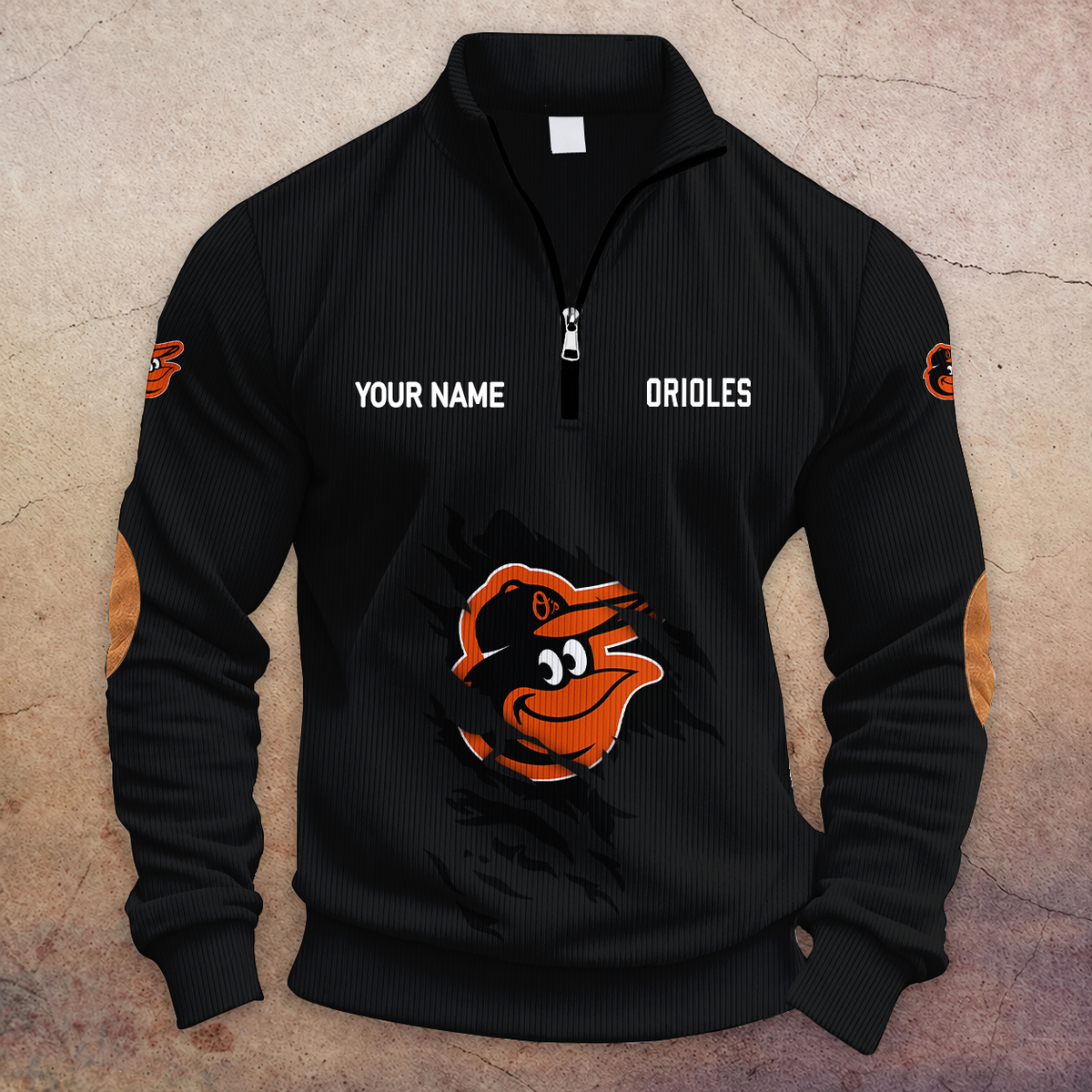 [FLASH SALE] NEW CUSTOMIZED MLB25 BOS BALTIMORE ORIOLES MULTICOLOR STRIPED QUATER ZIP SWEATSHIRT