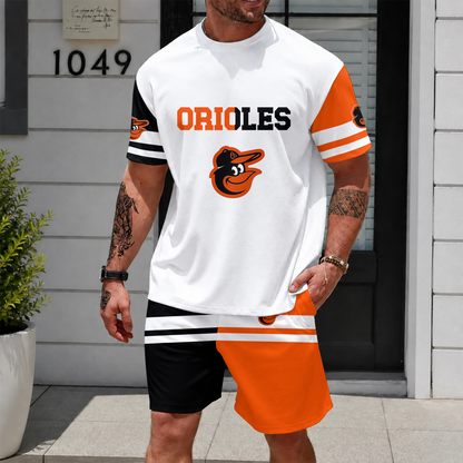 [FLASH SALE] NEW CUSTOMIZED MLB25 BOS BALTIMORE ORIOLES UNISEX T-SHIRT & SHORTS SET