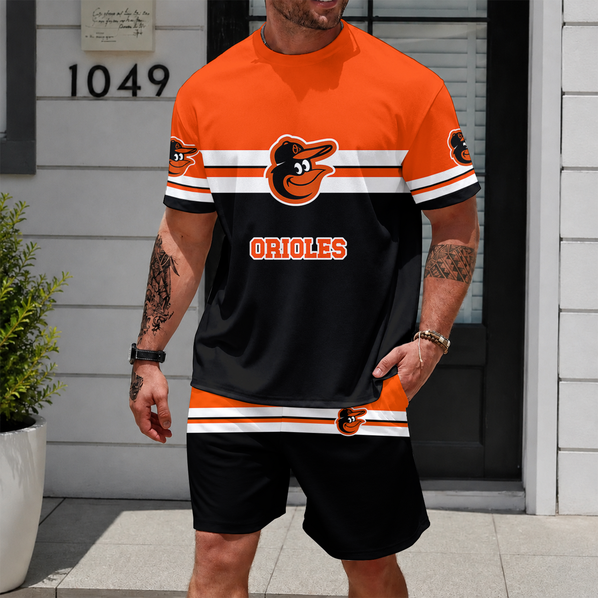 [FLASH SALE] NEW CUSTOMIZED MLB25 BOS BALTIMORE ORIOLES UNISEX T-SHIRT & SHORTS SET