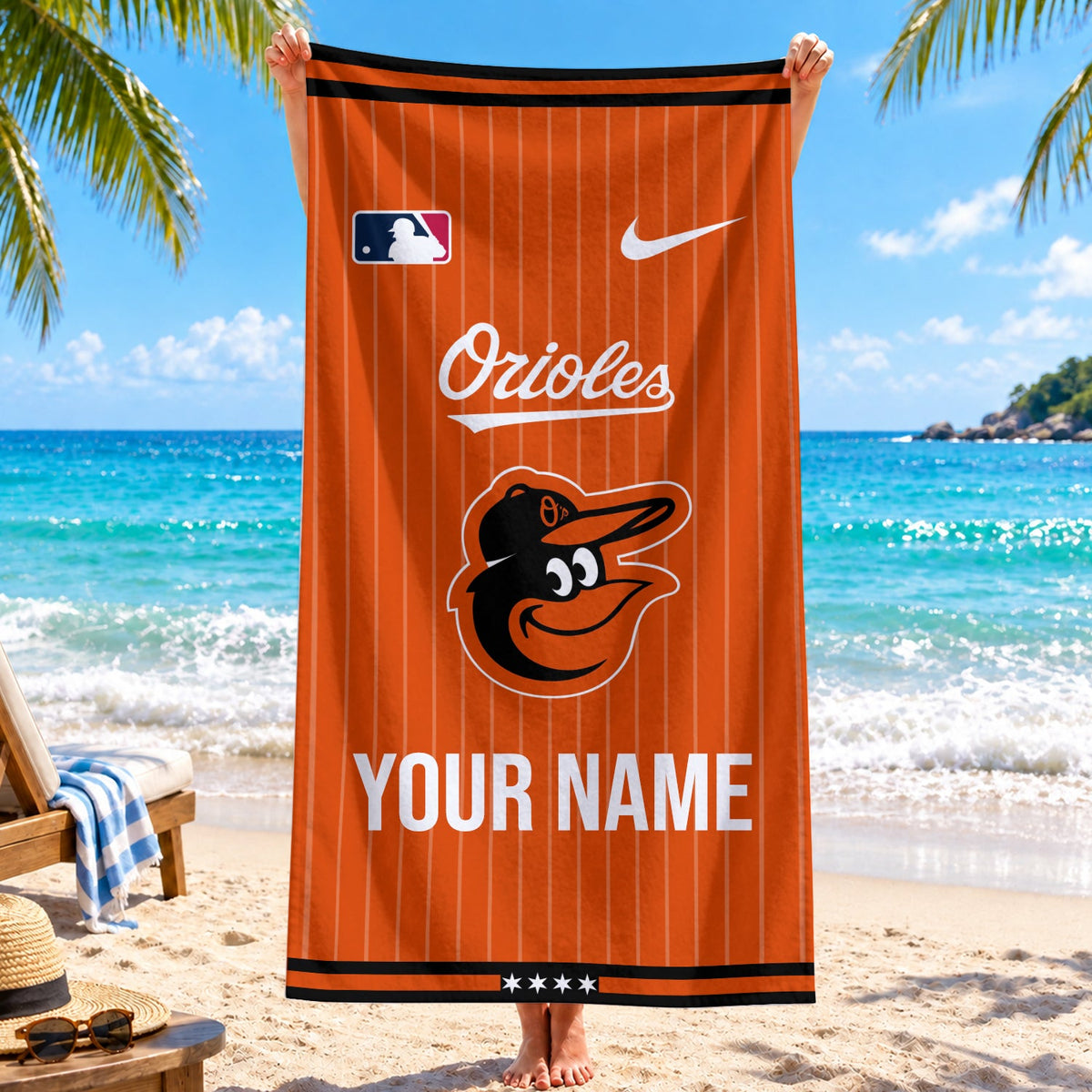 [FLASH SALE] NEW CUSTOMIZED MLB25 BOS BALTIMORE ORIOLES BEACH TOWEL