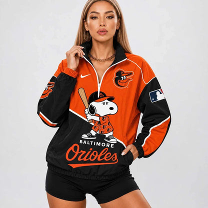 [FLASH SALE] NEW CUSTOMIZED MLB25 BOS BALTIMORE ORIOLES V-NECK ZIPPER SWEATSHIRT JACKET