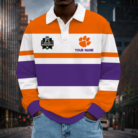 [FLASH SALE] NEW CUSTOMIZED NCAA CWS25 CST CLEMSON TIGERS UNISEX LONG SLEEVE POLO