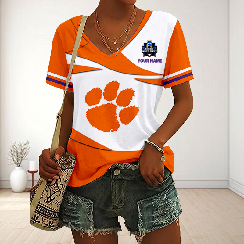 [FLASH SALE] NEW CUSTOMIZED | NCAA CWS25 CST CS TIGERS V-NECK FEMALE SHIRT