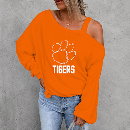 [FAN FAVORITE] NEW CUSTOMIZED NCAA CWS25 CST CLEMSON TIGERS WOMEN'S OFF-SHOULDER LONG SLEEVE SHIRT