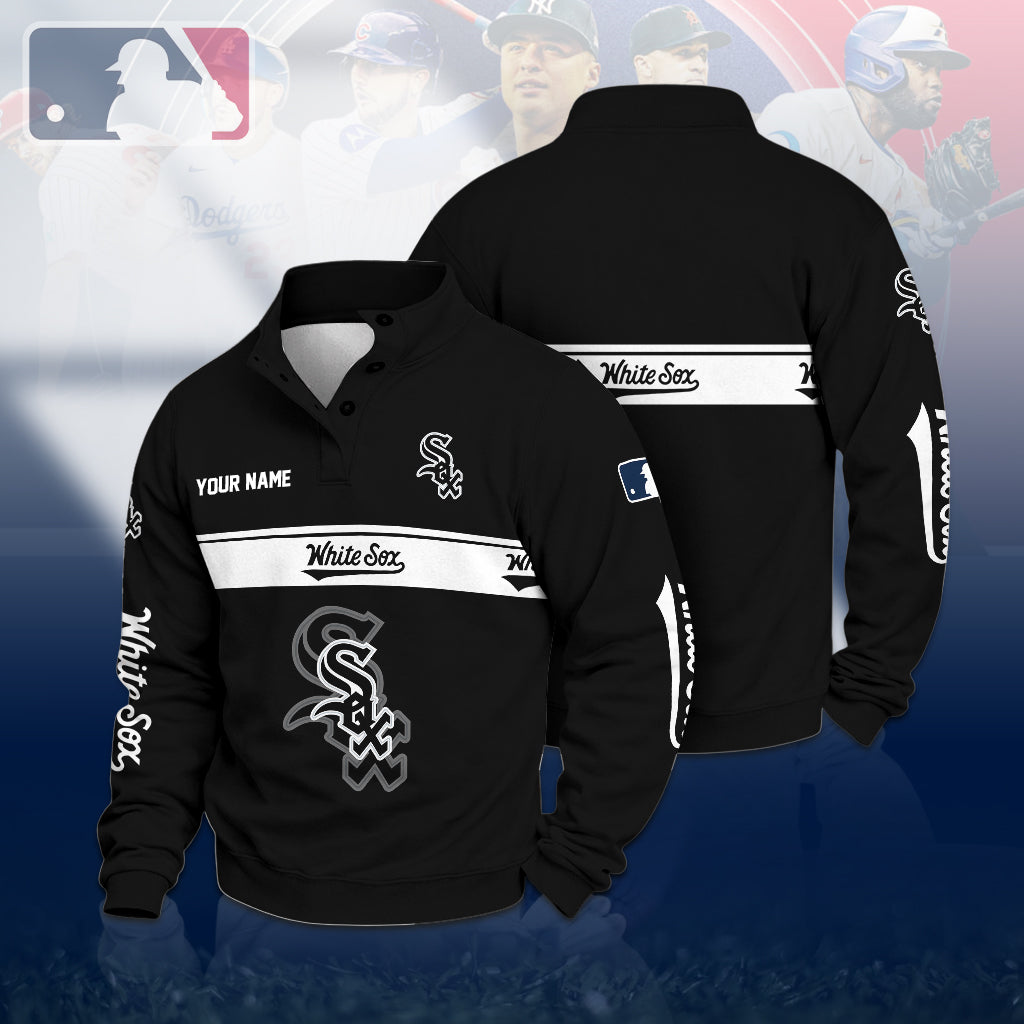 [FLASH SALE] NEW CUSTOMIZED MLB26 CWS CHICAGO WHITE SOX QUARTER-BUTTON SWEATSHIRT