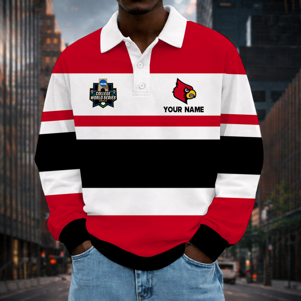 [FLASH SALE] NEW CUSTOMIZED NCAA CWS26 ULC LOUISVILLE CARDINALS UNISEX LONG SLEEVE POLO
