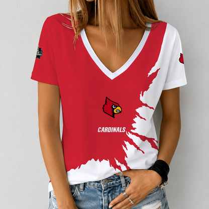 [FAN FAVORITE] NEW CUSTOMIZED NCAA CWS26 ULC LOUISVILLE CARDINALS V-NECK FEMALE SHIRT