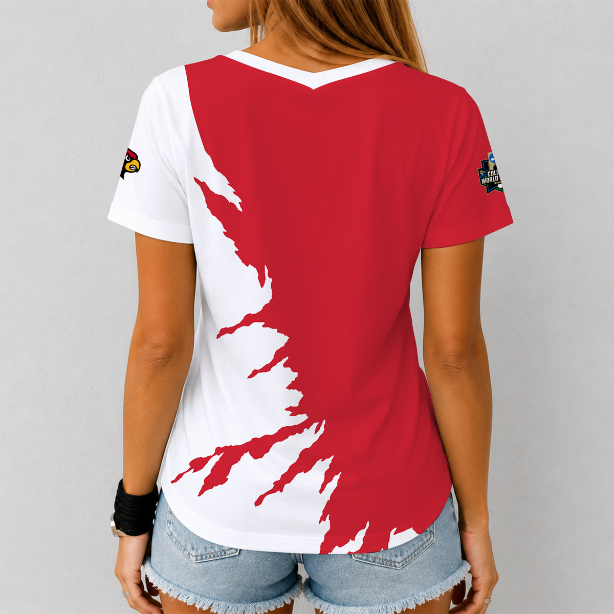 [FAN FAVORITE] NEW CUSTOMIZED NCAA CWS26 ULC LOUISVILLE CARDINALS V-NECK FEMALE SHIRT