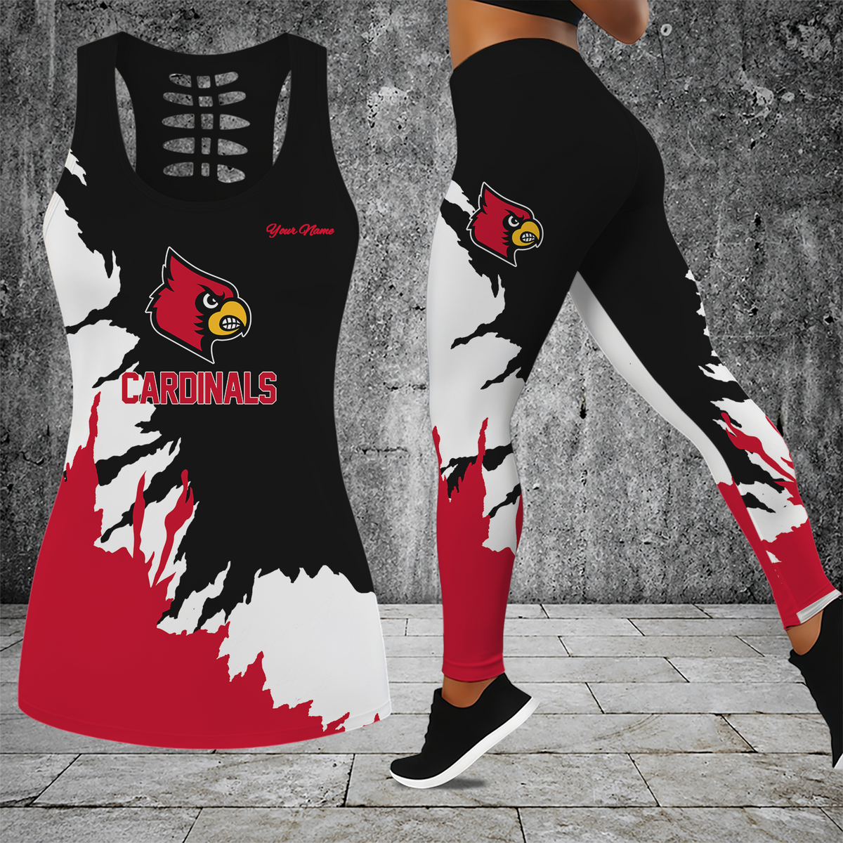 [FAN FAVORITE] NEW CUSTOMIZED NCAA CWS26 ULC LOUISVILLE CARDINALS HOLLOW TANK TOP & LEGGINGS SET