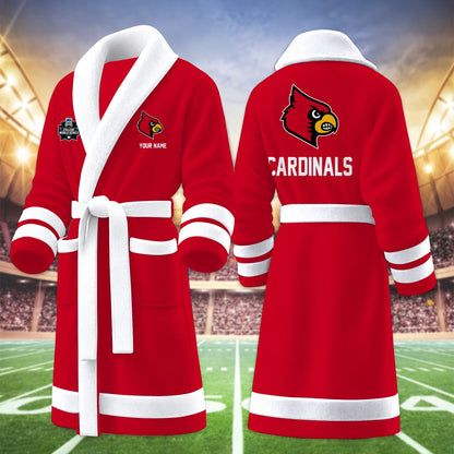 [FAN FAVORITE] NEW CUSTOMIZED NCAA CWS26 ULC LOUISVILLE CARDINALS MULTICOLOR FLEECE BATHROBE