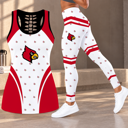 [FAN FAVORITE] NEW CUSTOMIZED NCAA CWS26 ULC LOUISVILLE CARDINALS HOLLOW TANK TOP & LEGGINGS SET