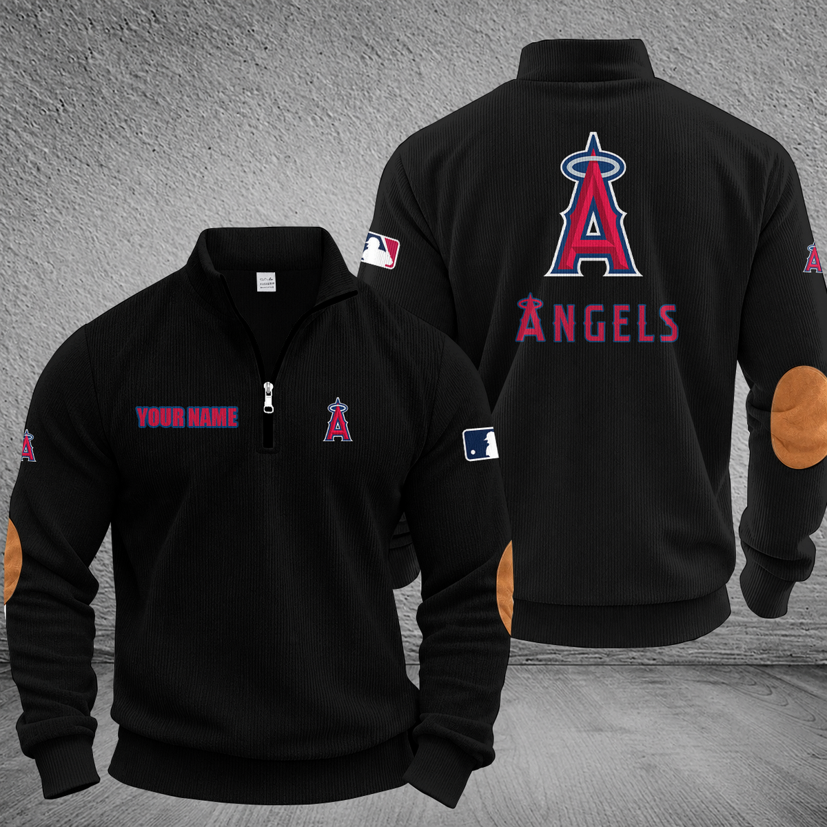 [FLASH SALE] NEW CUSTOMIZED MLB27 LAA LOS ANGELES ANGELS MULTICOLOR STRIPED QUATER ZIP SWEATSHIRT