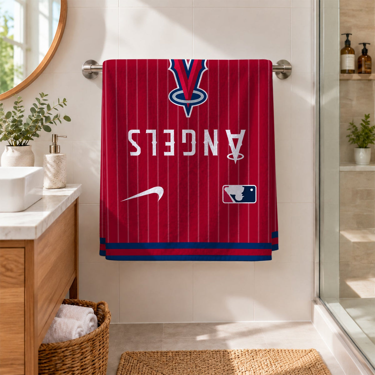 [FLASH SALE] NEW CUSTOMIZED MLB27 LAA LOS ANGELES ANGELS BEACH TOWEL