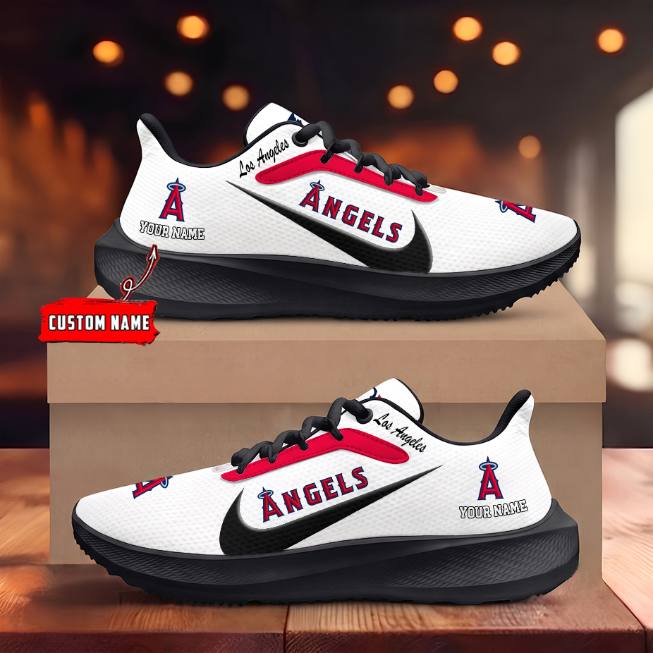 [FLASH SALE] NEW CUSTOMIZED MLB27 LAA LOS ANGELES ANGELS ROAD RUNNING SHOES