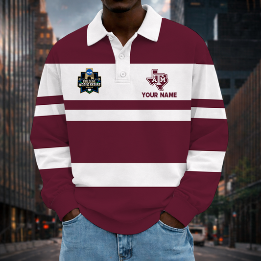 [FLASH SALE] NEW CUSTOMIZED NCAA CWS27 TAA TEXAS A&M AGGIES UNISEX LONG SLEEVE POLO