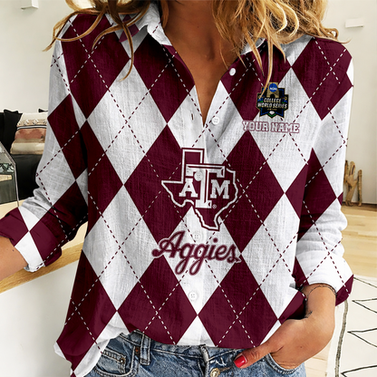 [FLASH SALE] NEW CUSTOMIZED | NCAA CWS27 TAA TX A&M AGGIES WOMEN CASUAL SHIRT FOR FAN