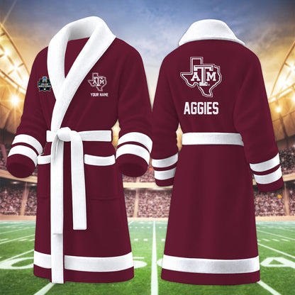 [FAN FAVORITE] NEW CUSTOMIZED NCAA CWS27 TAA TEXAS A&M AGGIES MULTICOLOR FLEECE BATHROBE