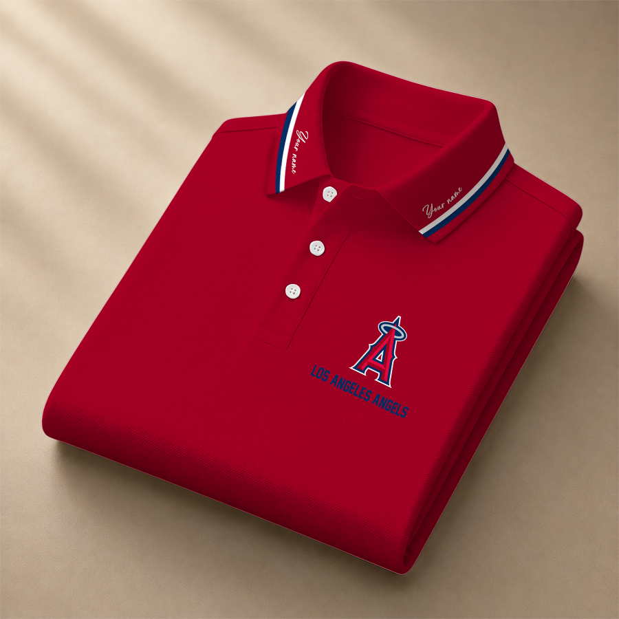 [FLASH SALE] NEW CUSTOMIZED MLB27 LAA LOS ANGELES ANGELS POLO SHIRT