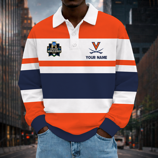 [FLASH SALE] NEW CUSTOMIZED NCAA CWS28 VIC VIRGINIA CAVALIERS UNISEX LONG SLEEVE POLO