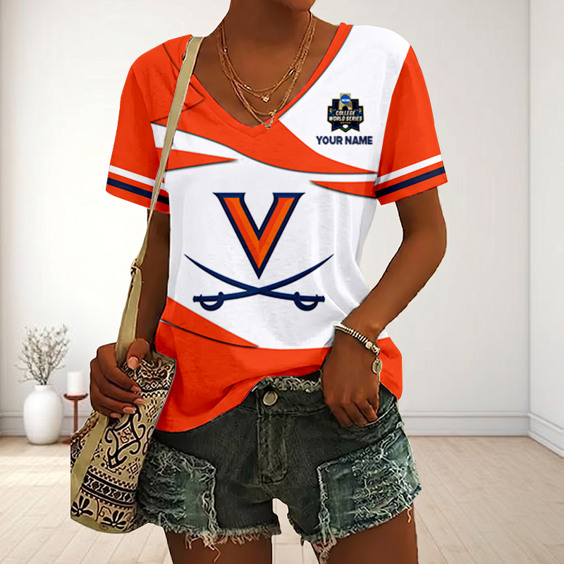[FLASH SALE] NEW CUSTOMIZED | NCAA CWS28 VIC VI CAVALIERS V-NECK FEMALE SHIRT