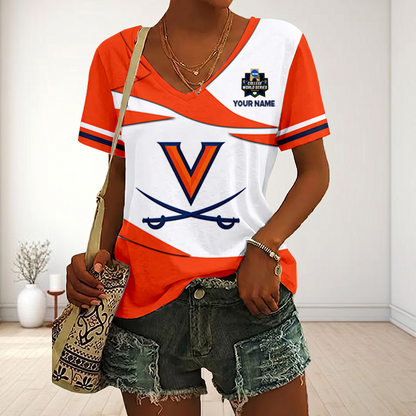 [FLASH SALE] NEW CUSTOMIZED | NCAA CWS28 VIC VI CAVALIERS V-NECK FEMALE SHIRT