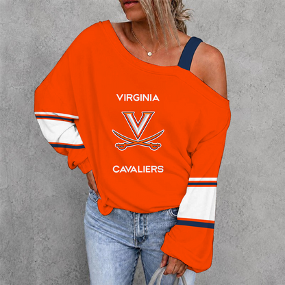 [FAN FAVORITE] NEW CUSTOMIZED NCAA CWS28 VIC VIRGINIA CAVALIERS WOMEN'S OFF-SHOULDER LONG SLEEVE SHIRT