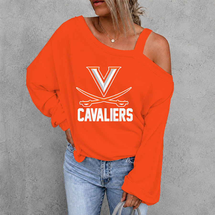 [FAN FAVORITE] NEW CUSTOMIZED NCAA CWS28 VIC VIRGINIA CAVALIERS WOMEN'S OFF-SHOULDER LONG SLEEVE SHIRT