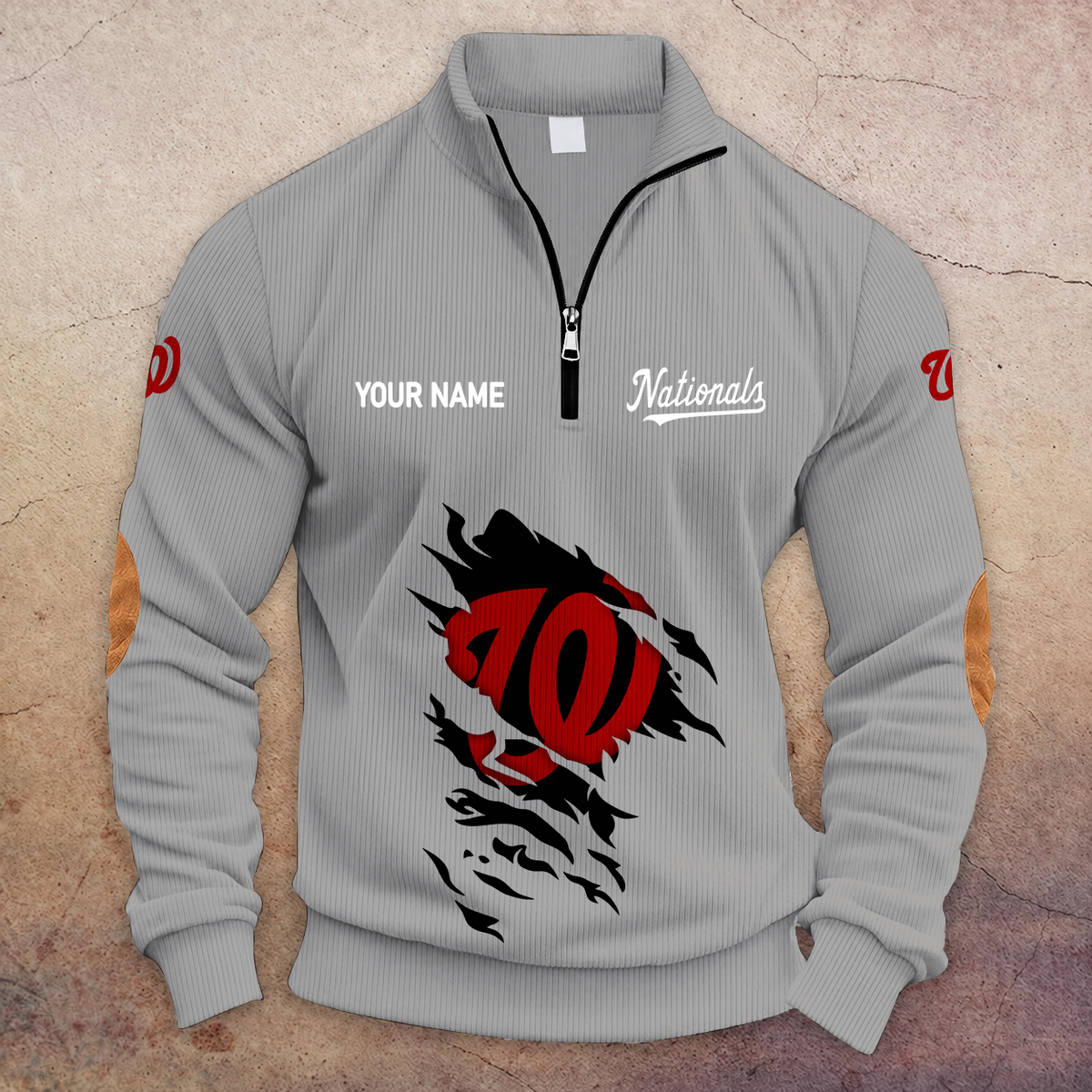 [FLASH SALE] NEW CUSTOMIZED MLB28 WNS WASHINGTON NATIONALS MULTICOLOR STRIPED QUATER ZIP SWEATSHIRT