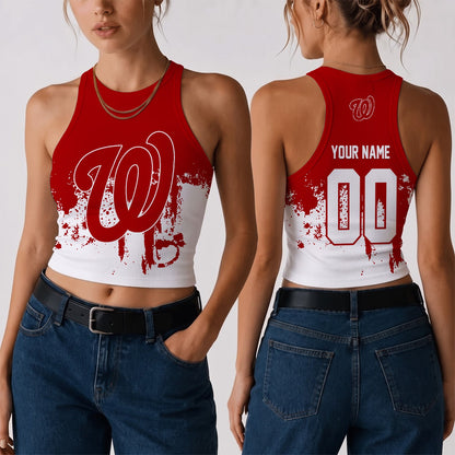 [FLASH SALE] NEW CUSTOMIZED MLB28 WNS THE NATIONALS WOMEN'S CROP TOP