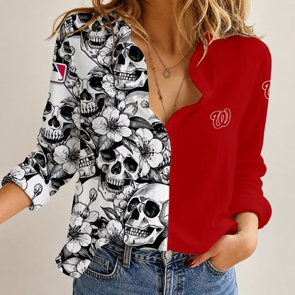 [FLASH SALE] NEW CUSTOMIZED MLB28 WNS WASHINGTON NATIONALS WOMEN'S CASUAL SHIRT