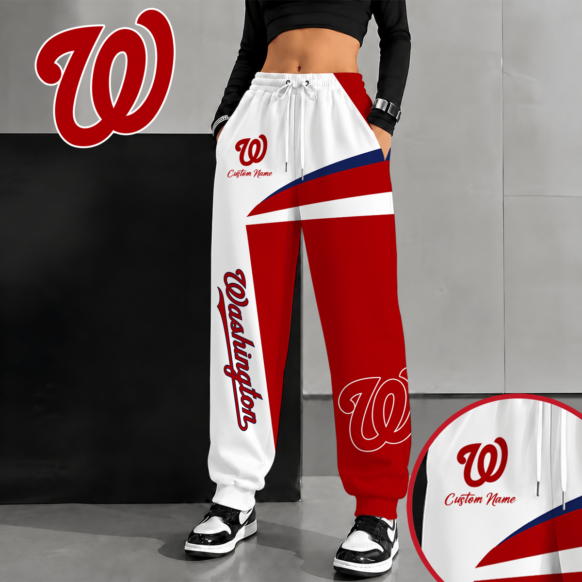 [FLASH SALE] NEW CUSTOMIZED MLB28 WNS WASHINGTON NATIONALS SWEATPANTS