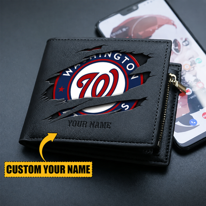 [FLASH SALE] NEW CUSTOMIZED MLB28 WNS WASHINGTON NATIONALS LEATHER WALLET