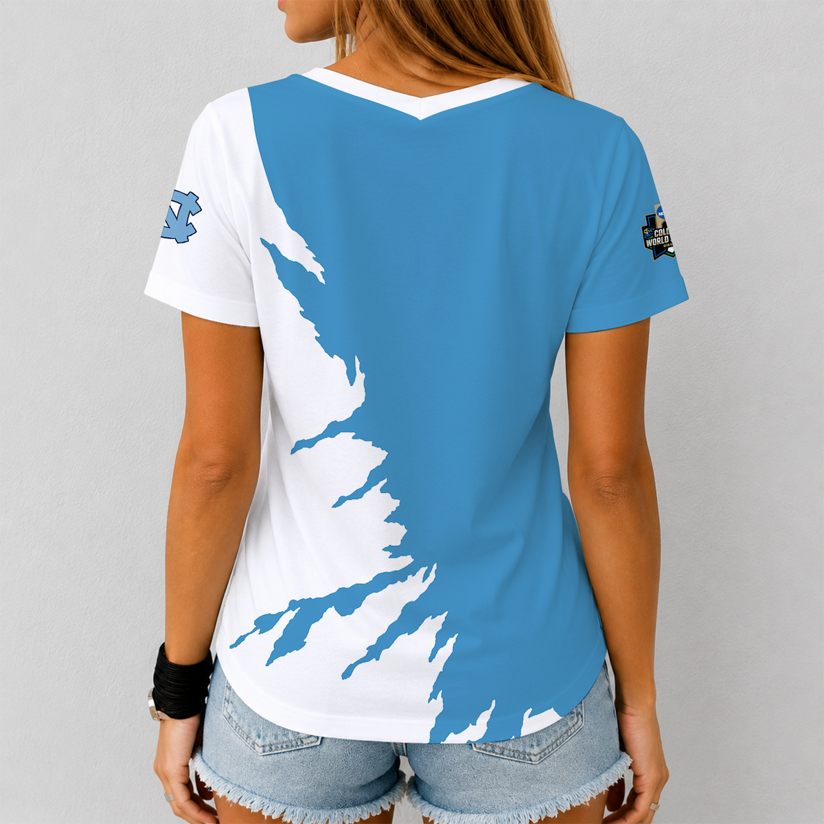 [FAN FAVORITE] NEW CUSTOMIZED NCAA CWS29 NTH NORTH CAROLINA TAR HEELS V-NECK FEMALE SHIRT
