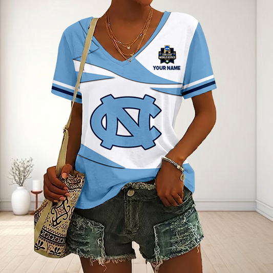 [FLASH SALE] NEW CUSTOMIZED | NCAA CWS29 NTH NC TAR HEELS V-NECK FEMALE SHIRT