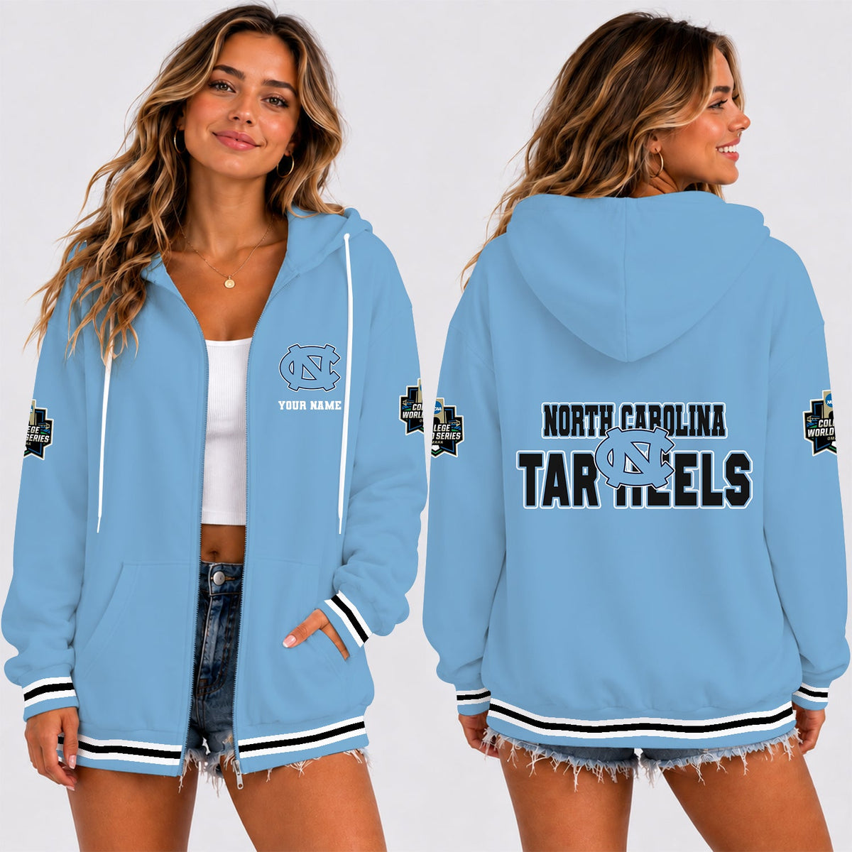 [FAN FAVORITE] NEW CUSTOMIZED NCAA CWS29 NTH NORTH CAROLINA TAR HEELS T-SHIRT, HOODIE, ZIP HOODIE