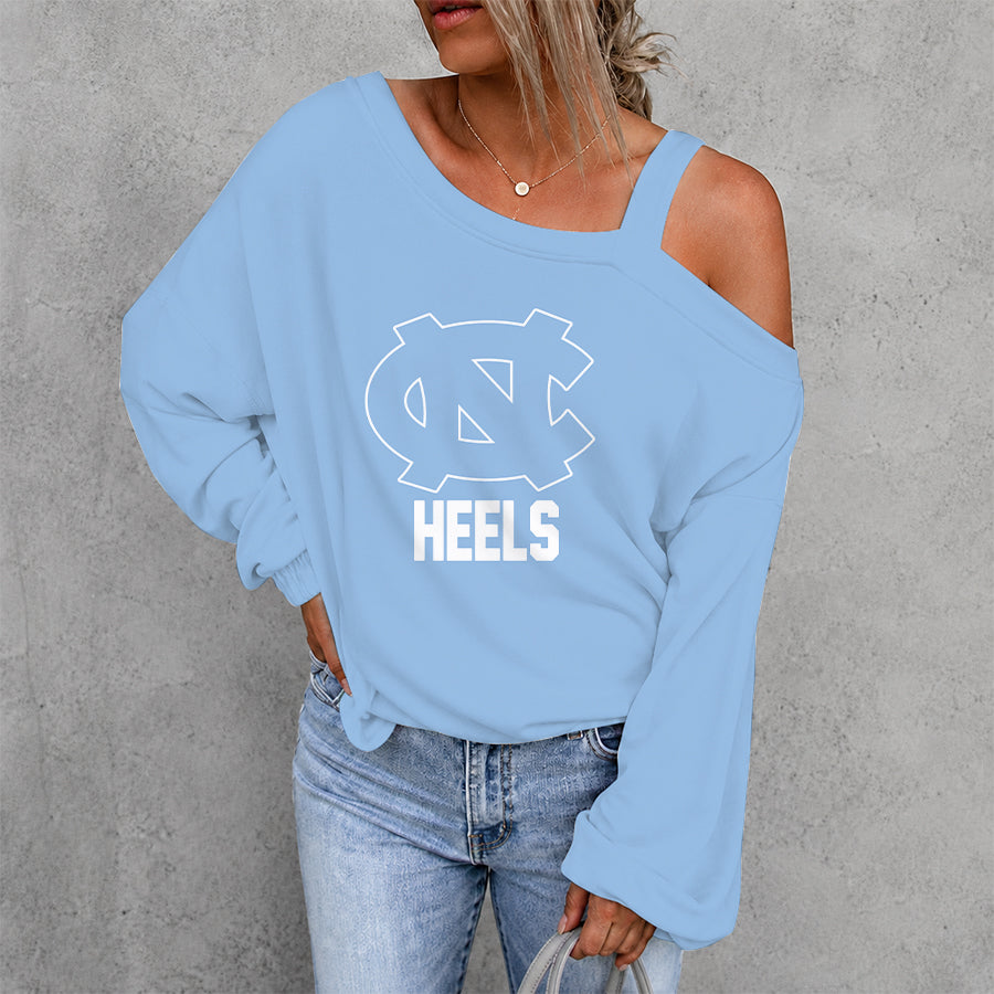 [FAN FAVORITE] NEW CUSTOMIZED NCAA CWS29 NTH NORTH CAROLINA TAR HEELS WOMEN'S OFF-SHOULDER LONG SLEEVE SHIRT