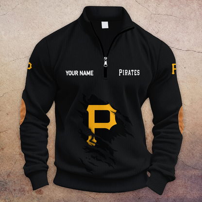 [FLASH SALE] NEW CUSTOMIZED MLB29 PHP PITTSBURGH PIRATES MULTICOLOR STRIPED QUATER ZIP SWEATSHIRT