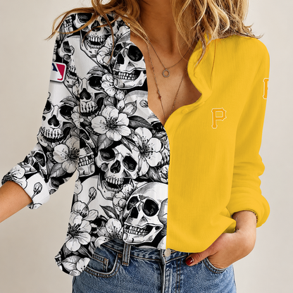 [FLASH SALE] NEW CUSTOMIZED MLB29 PHP PITTSBURGH PIRATES WOMEN'S CASUAL SHIRT