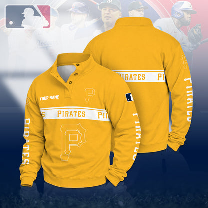 [FLASH SALE] NEW CUSTOMIZED MLB29 PHP PITTSBURGH PIRATES QUARTER-BUTTON SWEATSHIRT