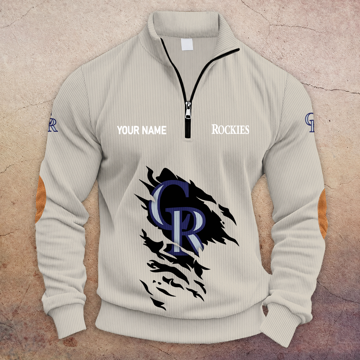 [FLASH SALE] NEW CUSTOMIZED MLB30 COR COLORADO ROCKIES MULTICOLOR STRIPED QUATER ZIP SWEATSHIRT