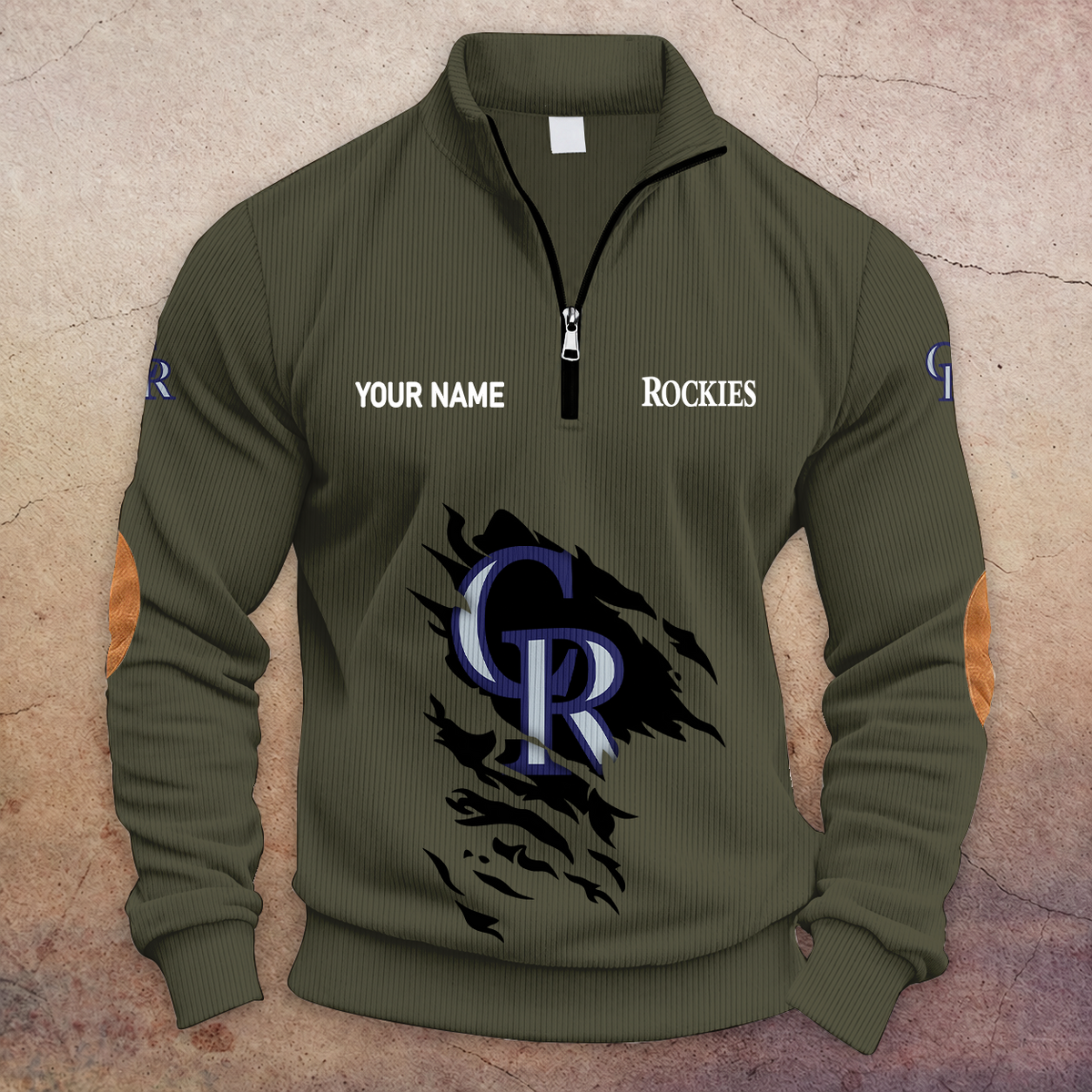 [FLASH SALE] NEW CUSTOMIZED MLB30 COR COLORADO ROCKIES MULTICOLOR STRIPED QUATER ZIP SWEATSHIRT