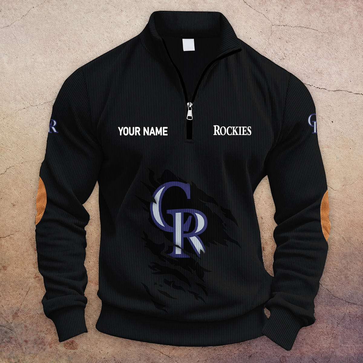 [FLASH SALE] NEW CUSTOMIZED MLB30 COR COLORADO ROCKIES MULTICOLOR STRIPED QUATER ZIP SWEATSHIRT