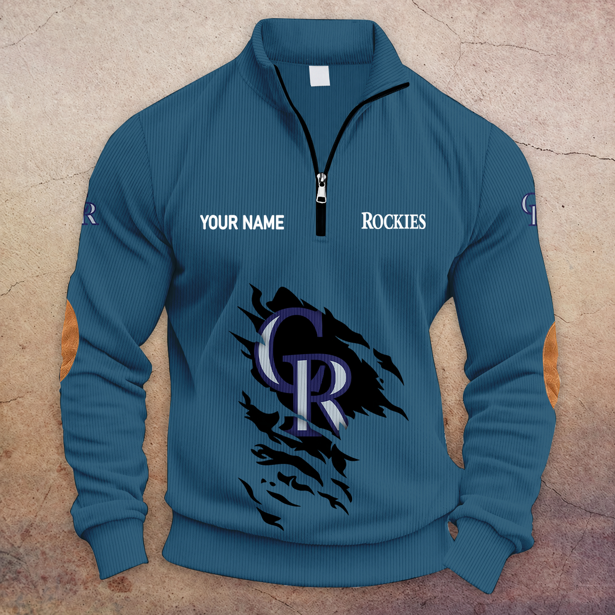 [FLASH SALE] NEW CUSTOMIZED MLB30 COR COLORADO ROCKIES MULTICOLOR STRIPED QUATER ZIP SWEATSHIRT